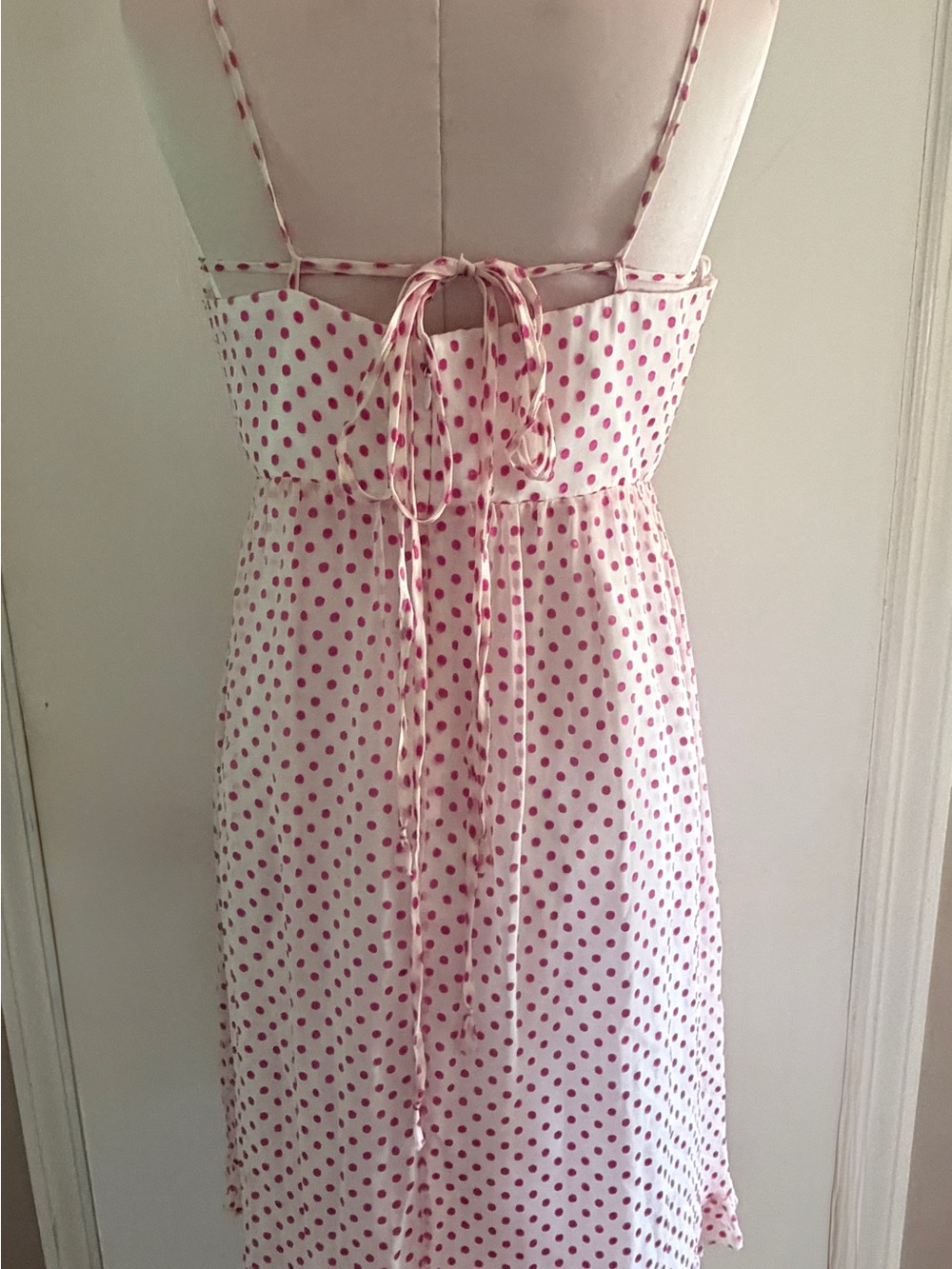 Vintage Betsy Johnson Pink Polka Dot Sundress with Cross Back Straps NWT - Picture 2 of 8
